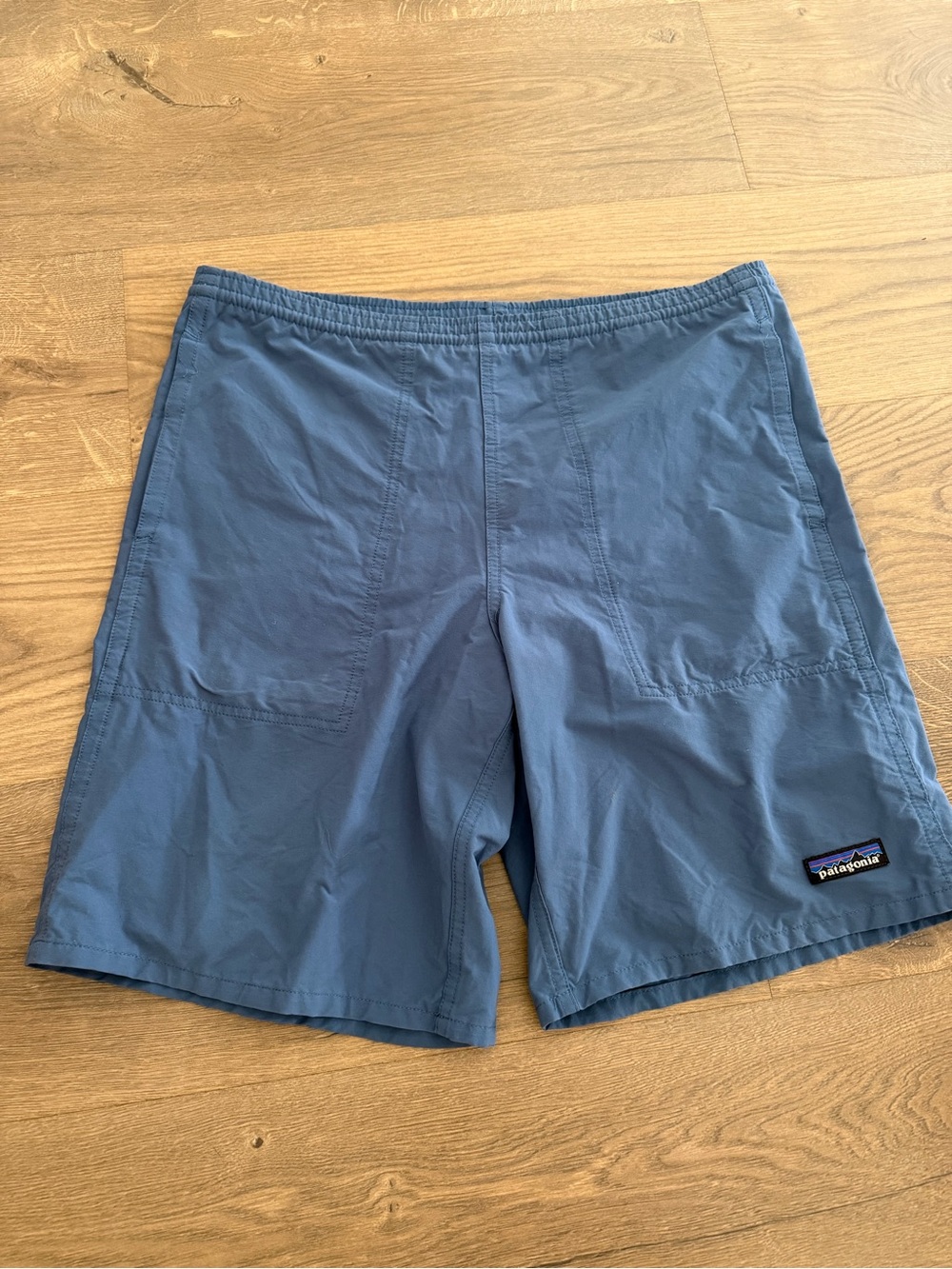 Men’s Patagonia Baggies Slate Blue Elastic Waist Nylon Shorts 7” inseam